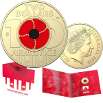 2018 Australia Armistice $2 C Mintmark Coloured Coin on Card