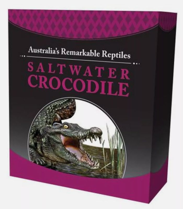 2017 Tuvalu $1 Silver Proof Coloured Coin - Remarkable Reptiles Crocodile - Image 3