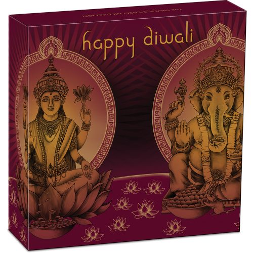 Perth Mint 2022 Happy Diwali 1oz Silver Gilded Medallion