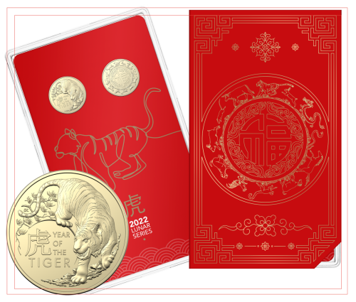 Australia 2022 Year of the Tiger $1 Two-Coin Uncirculated Set