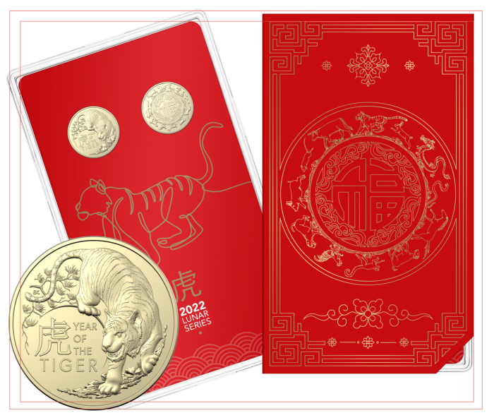 Australia 2022 Year of the Tiger $1 Two-Coin Uncirculated Set