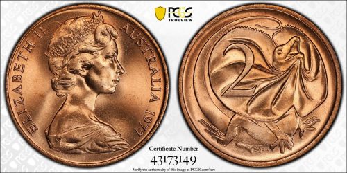 1977 Australia 2c Two Cent Coin PCGS MS65RD #3149