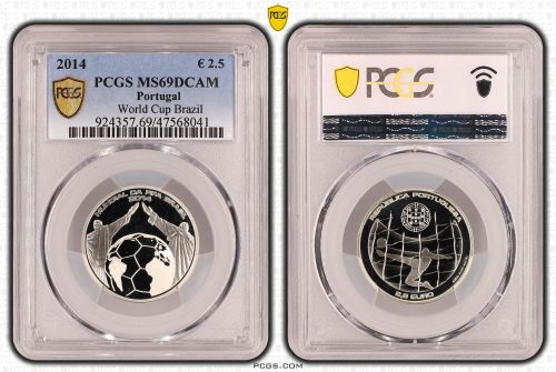 Portugal 2014 Fifa World Cup €2.5 Euros Silver Proof Coin PCGS MS69DCAM #8041