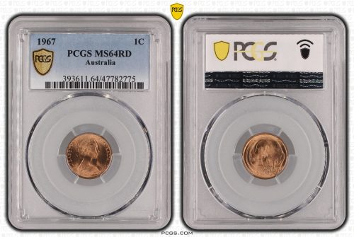 Australia 1967 One Cent 1c Coin PCGS MS64RD #2775