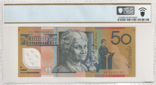 Australia First Prefix AA03 Macfarlane Henry $50 Banknote PCGS 65 PPQ #5045 - Image 2