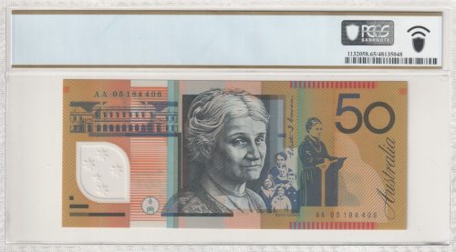 Australia First Prefix AA05 Macfarlane Henry $50 Banknote PCGS 65 PPQ #5048 - Image 2