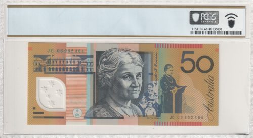Australia Last Prefix JC06 Macfarlane Henry $50 Banknote PCGS 66 PPQ #5051 - Image 2