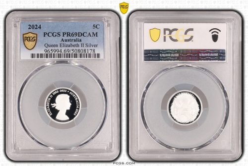Australia 2024 QEII 5c Silver Proof Coin PCGS PR69DCAM #8178 - Image 2
