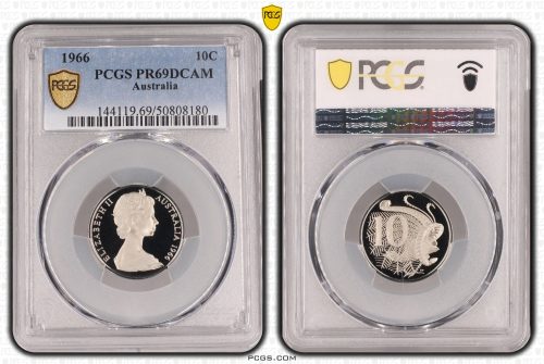 Australia 1966 10c Proof Coin PCGS PR69DCAM #8180 - Image 2