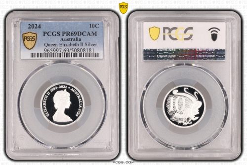 Australia 2024 QEII 10c Silver Proof Coin PCGS PR69DCAM #8181 - Image 2