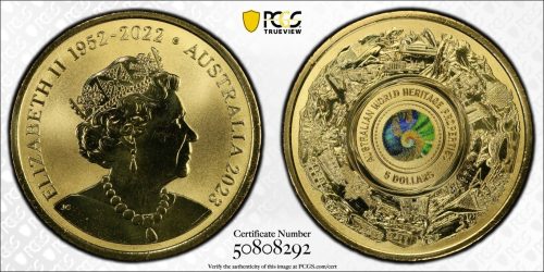 Australia 2023 Australian World Heritage $5 Coloured Coin PCGS MS68 #8292