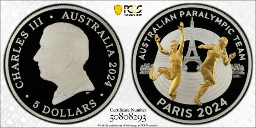 Australia 2024 Australian Paralympic Team $5 Gilt Silver Proof PCGS PR69DCAM #8293
