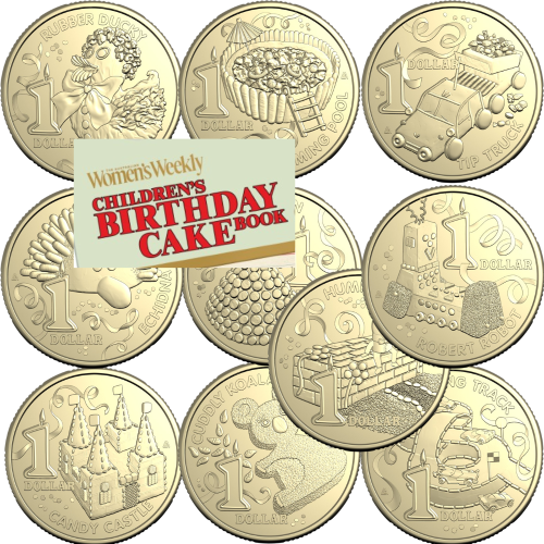 10 x Women's Weekly Children's Birthday Cake 2025 $1 Coins in Card