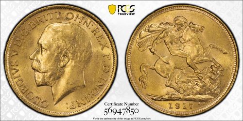 Australia 1917 S Full Gold Sovereign Coin PCGS MS63 Choice Unc #7850 - Image 2