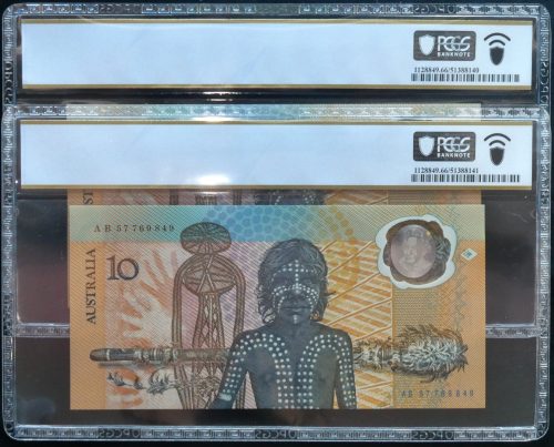 Consecutive Pair 1988 Last Prefix AB57 $10 Banknote PCGS GEM UNC 66 PPQ #8141 - Image 2