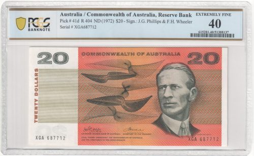 Australia 1972 Phillips Wheeler $20 Banknote PCGS XF 40 #8137