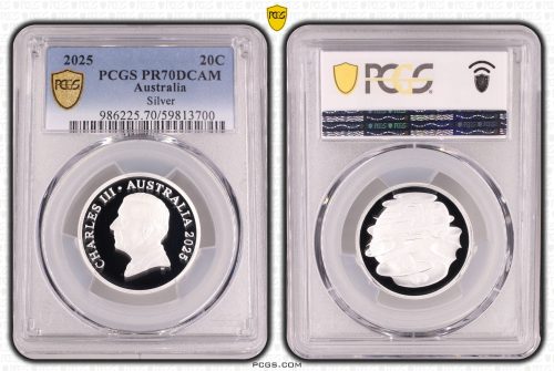 Australia 2025 HM KCIII 20c Silver Proof Coin PCGS PR70DCAM Eq Top Pop #3700