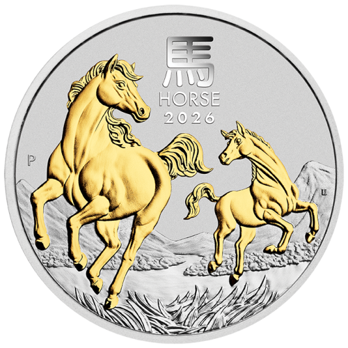 Australia 2026 P Lunar Year of the Horse 1oz Silver Gilded Coin