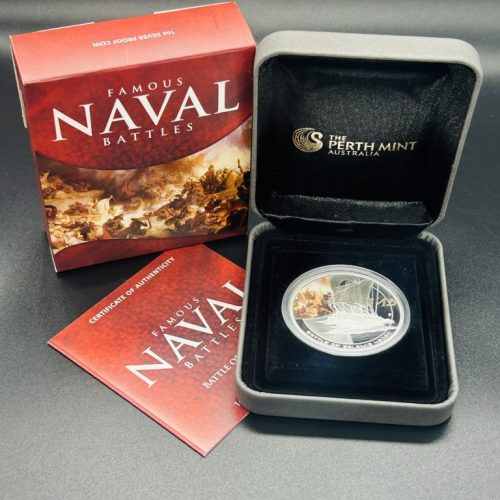 Cook Islands 2010 Famous Naval Battles Salamis 480BC 1oz Silver Proof Coloured $1 Coin