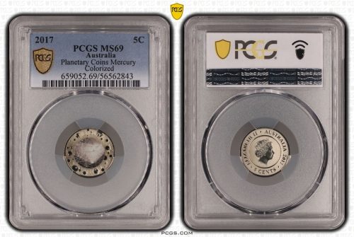 Australia 2017 Planetary Mercury 5c Coloured Coin PCGS MS69 #2843