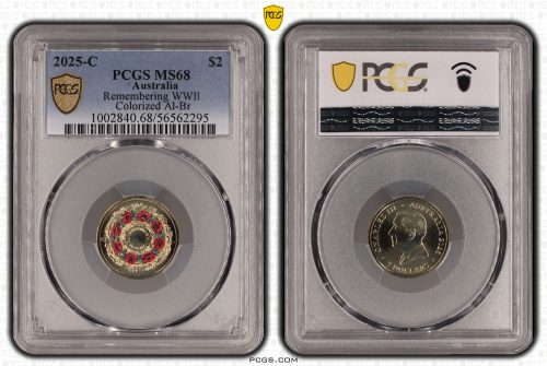 Australia 2025 C $2 Red Poppy Wreath Coloured Coin PCGS MS68 #2295
