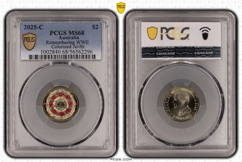 Australia 2025 C $2 Red Poppy Wreath Coloured Coin PCGS MS68 #2296