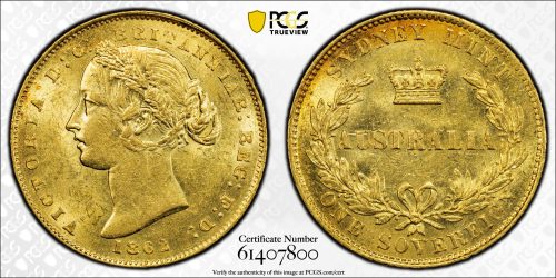 Australia Key Date 1862 Sydney Mint Gold Sovereign PCGS MS61 Unc #7800 - Image 2