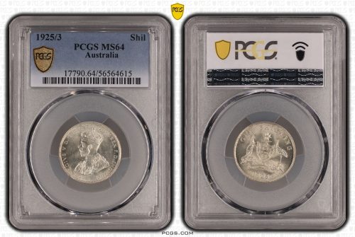 Australia 1925/3 Shilling Silver Coin PCGS MS64 Choice Unc #4615