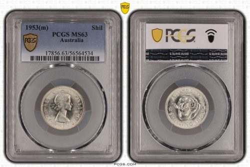 Australia 1953 m Shilling Silver Coin PCGS MS63 Choice Unc #4534