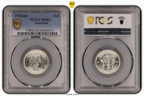 Australia 1953 m Shilling Silver Coin PCGS MS63 Choice Unc #4535