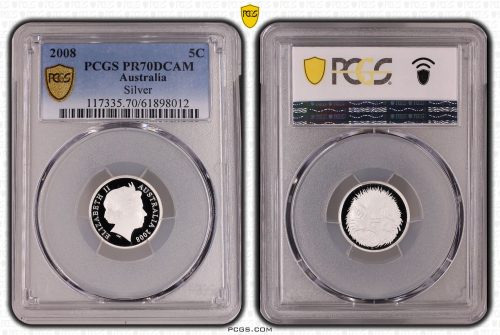 Australia 2008 5c Silver Proof Coin PCGS PR70DCAM Eq Top Pop #8012