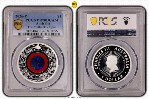 2026 P The Outback Opal $1 Silver Coin PCGS PR70DCAM Eq Top Pop #8056
