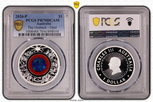 2026 P The Outback Opal $1 Silver Coin PCGS PR70DCAM Eq Top Pop #8058