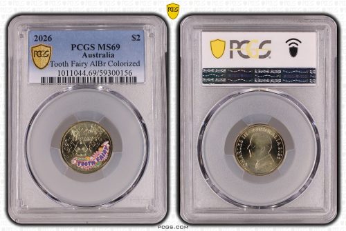 Australia 2026 Tooth Fairy $2 Coloured Coin PCGS MS69 #0156