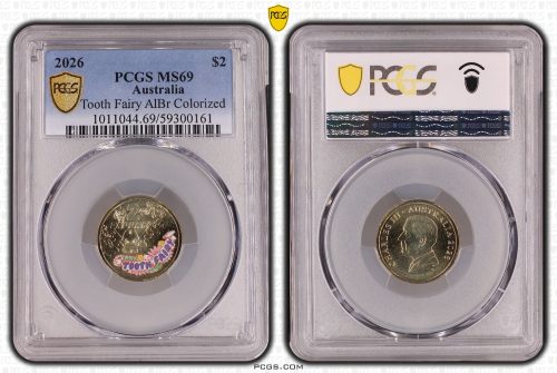 Australia 2026 Tooth Fairy $2 Coloured Coin PCGS MS69 #0161