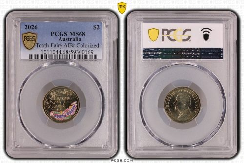 Australia 2026 Tooth Fairy $2 Coloured Coin PCGS MS68 #0169