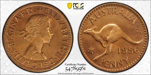 Australia 1956 Y. Penny Proof Coin PCGS PR63RD #9561