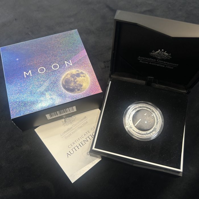 IMG_6852 The Earth & Beyond MOON 2019 Australia $5 Coloured Silver Proof Domed Coin