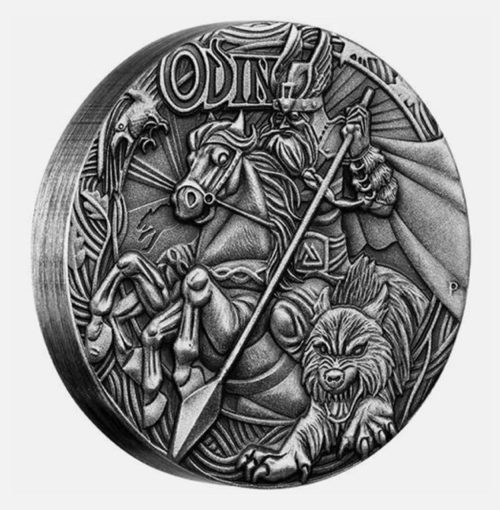 2016 Perth Mint Tuvalu $2 Norse Odin 2oz Silver Antiqued Coin - Image 2